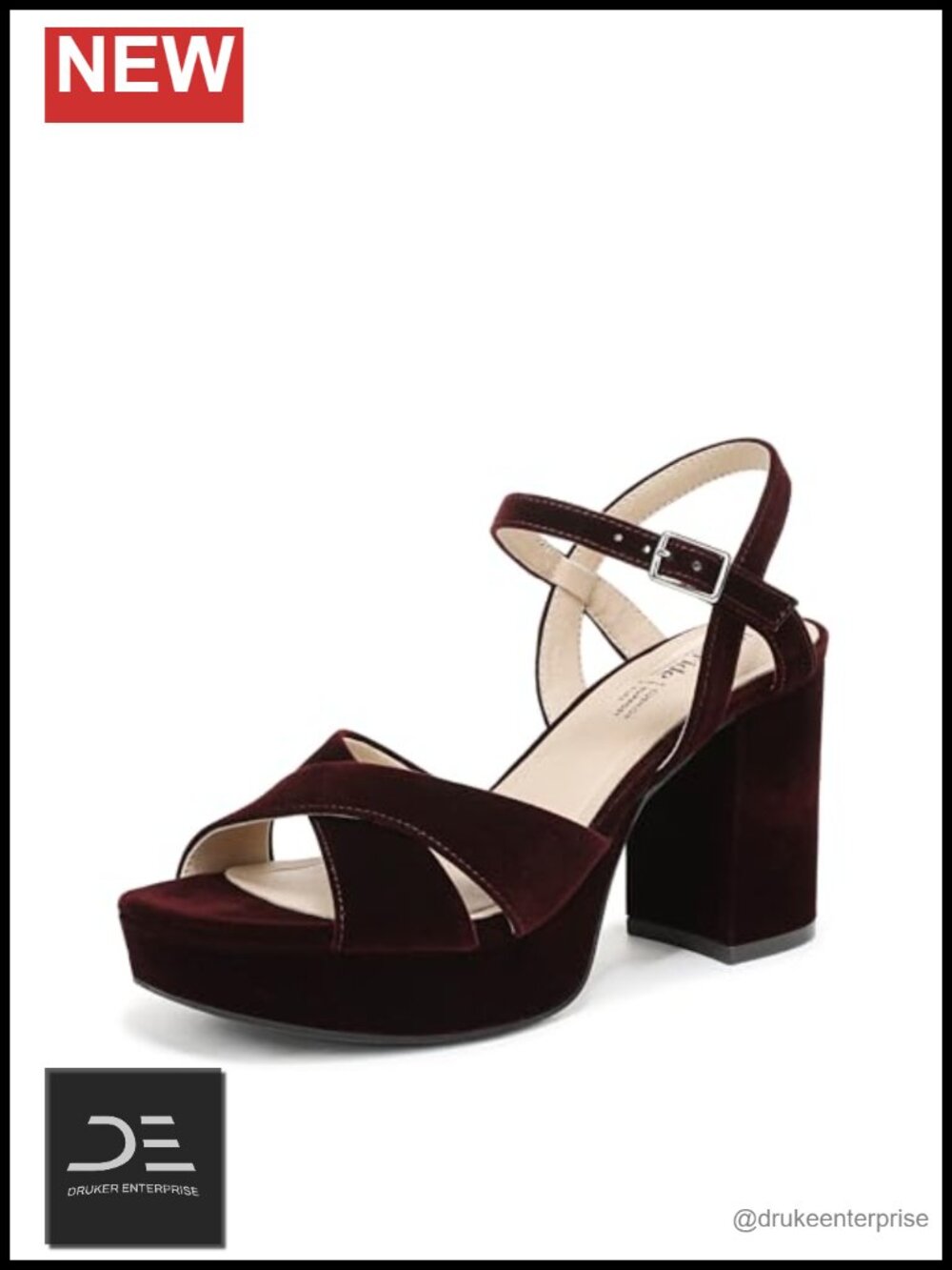 Women's Heeled Sandals with Ankle Strap Block Heel Open Toe